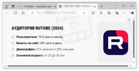 Статистические данные касательно аудитории сервиса Rutube | CPA Mafia