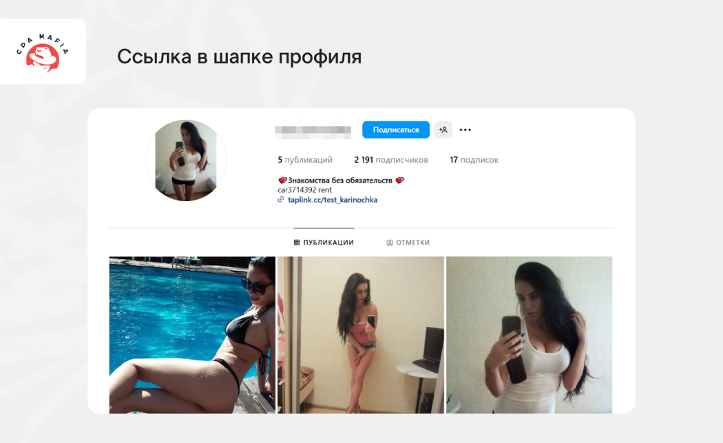 Taplink в шапке профиля с одной или несколькими ссылками на дейтинг-офферы | CPA Mafia
