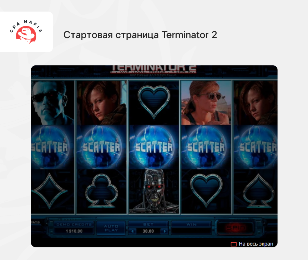 Слот на тему Terminator 2 | CPA Mafia