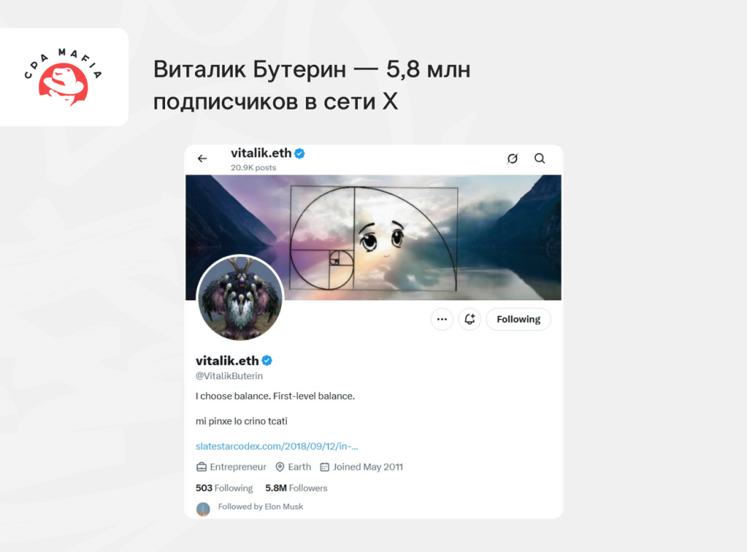 Профиль Виталика Бутерина в Твиттере (X) | CPA Mafia