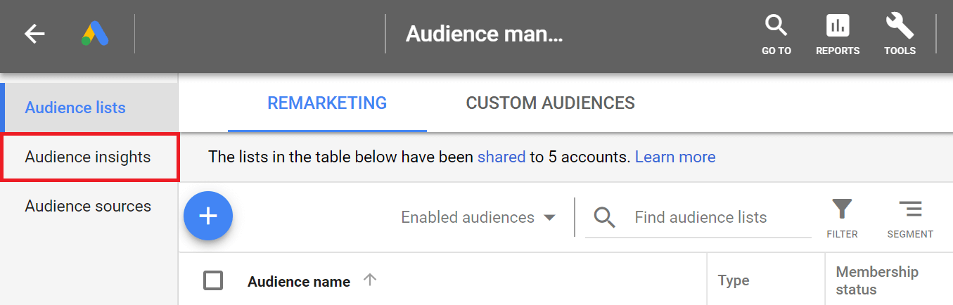 Как тестировать новые комбинации аудитории с помощью инструмента Audience Insights в Менеджере аудитории Google Ads